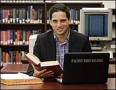 In this Aug. 9,
2010 photo, Justin Taylan poses at the Franklin D. Roosevelt
Presidential Library and Museum in Hyde Park, N.Y. The 32-year-old has
started a website that's key to his project to locate undiscovered U.S.
airplane wreckage and determine the fates of American airmen still
listed as missing in the Second World War's Pacific Theater. (AP
Photo/Mike Groll)
